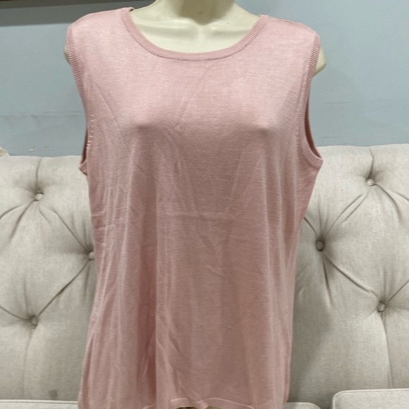 SILK LORE BY BETH TERRELL 100% pure silk light pink sleeveless knit top size L - Picture 1 of 12